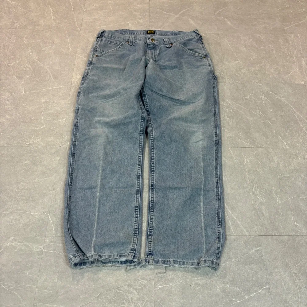 Lee Dungarees Mens 34x30 Light Wash Carpenter Jeans Denim Workwear 2887928